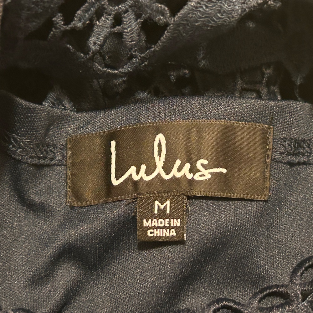Lulus Pay Tribute Navy Blue Crochet Lace Dress -Size M - Picture 12 of 13